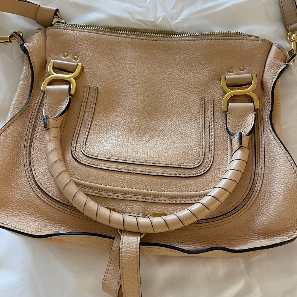 Chloe Marcie medium satchel purse - soft tan color